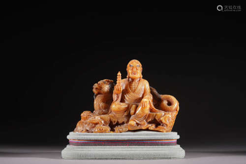 Carved Shoushan Stone Arhat Statue