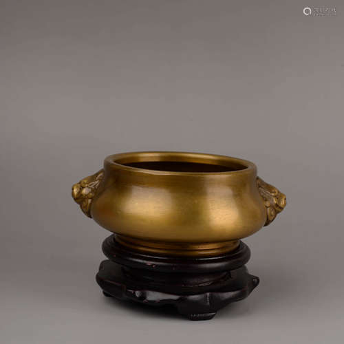 A Bronze Double Beast-Eared Censer