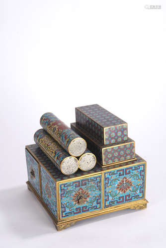 Cloisonne Enamel Scroll-Form Box