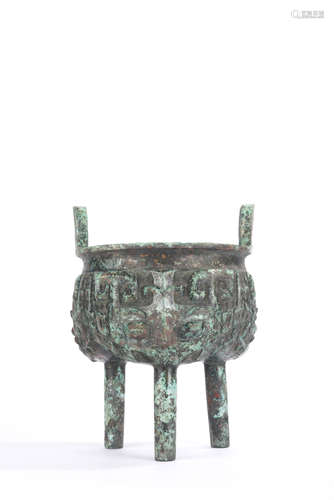 Bronze Ritual Taotie Tripod Censer