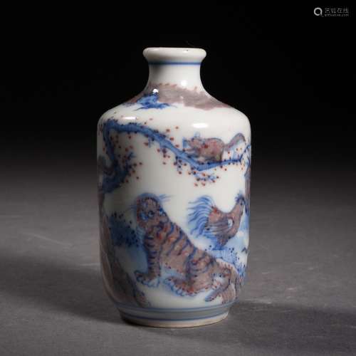 A Copper Red Glaze and Underglaze Blue Twelve Zodiacs Snuff ...