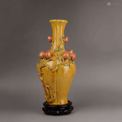 A Sancai Glaze Nine Peaches Vase