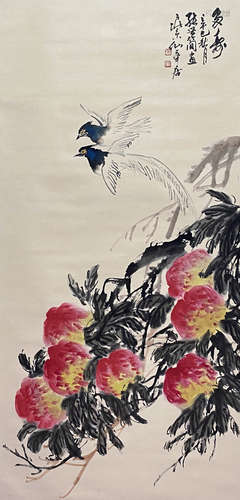 A Chinese Flower and Bird Painting On Paper, Zhang Shijian M...