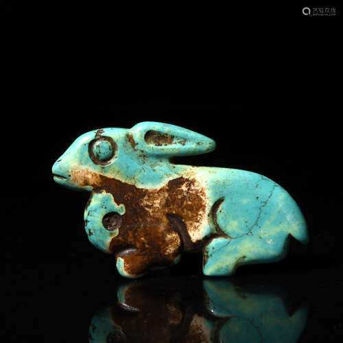 A Carved Turquoise Figure of Rabbit