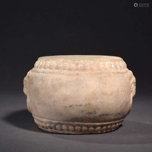 A Carved Marble Stone Double-Eared Stool