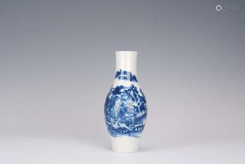 Blue and White Landscape Vase