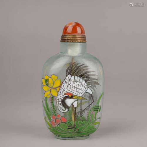 A Glass Flower and Bird Snuff Bottle