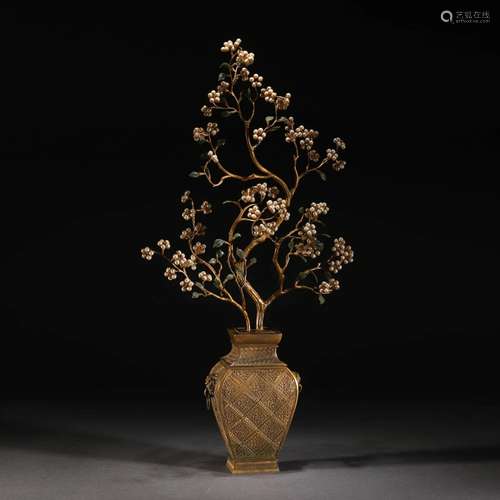 GILT BRONZE DECORATION FLORAL VASE