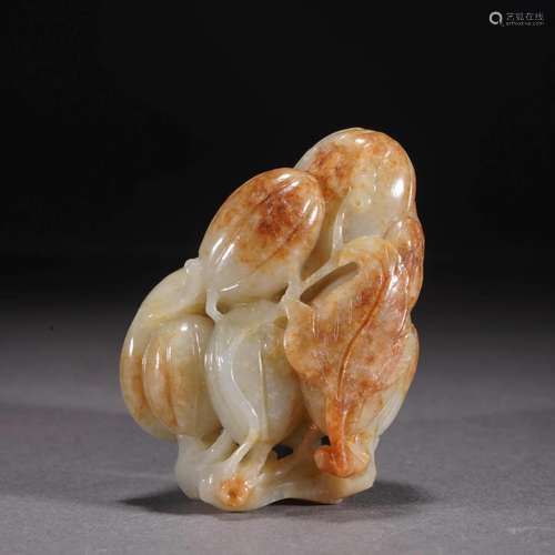 CARVED RUSSET JADE MAGNOLIA ORNAMENT