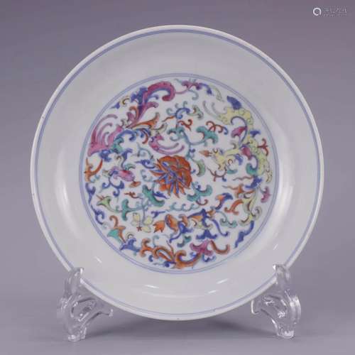 DOUCAI GLAZE FLORAL PLATE