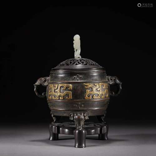 GILT BRONZE DOUBLE-EARED CENSER