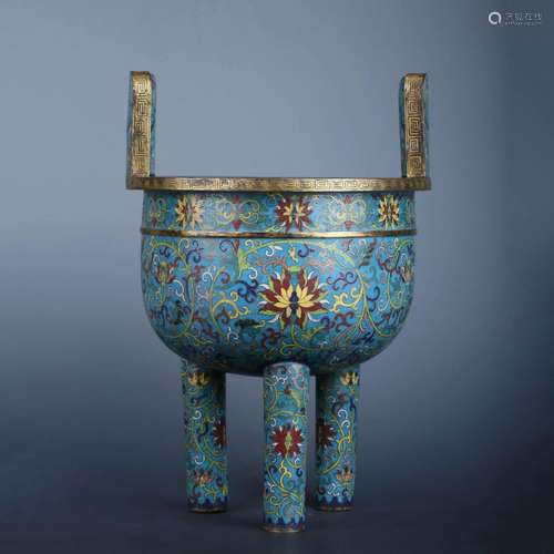 CLOISONNE ENAMEL DING-FORM CENSER