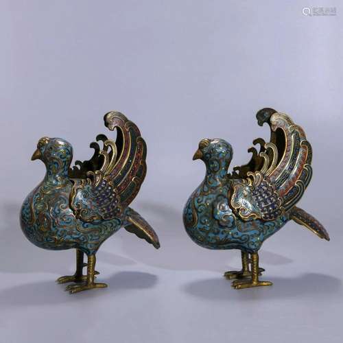 PAIR OF CLOISONNE ENAMEL MANDARIN DUCKS