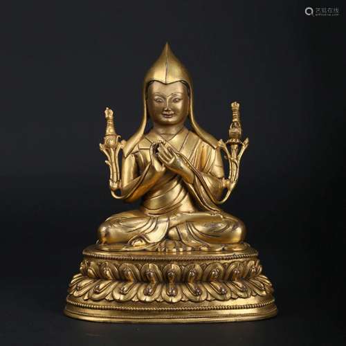 GILT BRONZE FIGURE OF GURU