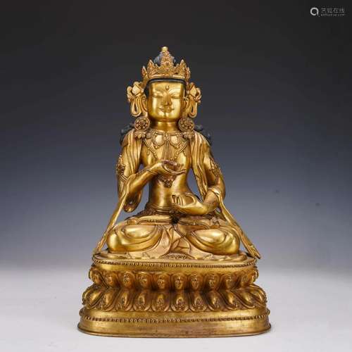 GILT BRONZE FIGURE OF GUANYIN