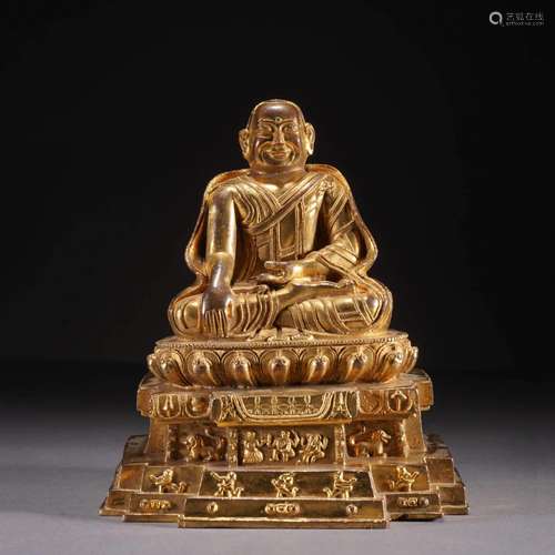 GILT BRONZE FIGURE OF GURU