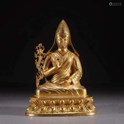 GILT BRONZE FIGURE OF TSONG-KHA-PA