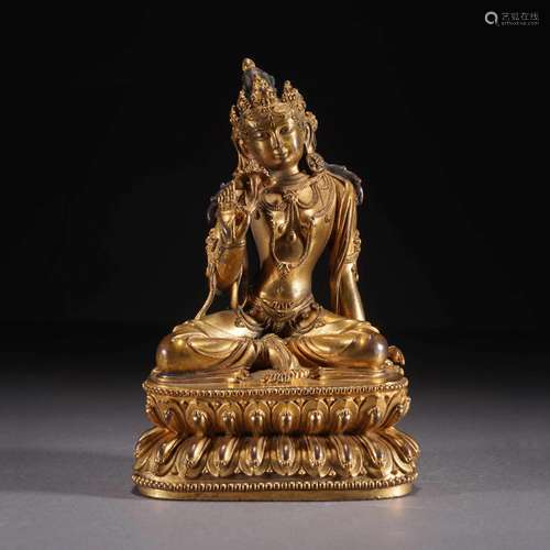 GILT BRONZE FIGURE OF TARA