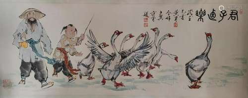 HUANG ZHOU, FAN ZENG, CHINESE GOOSE AND FIGURE PAINTING