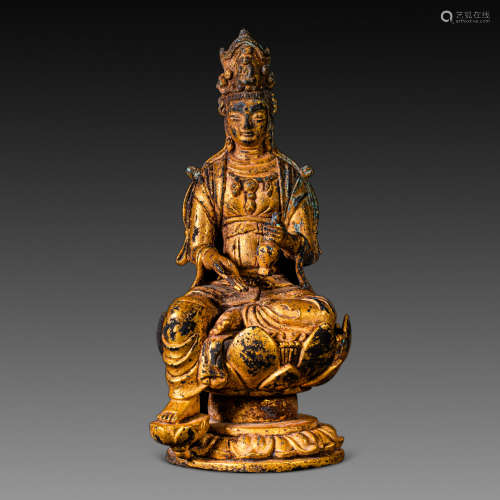 China Liao DynastyGilt bronze Buddha statue