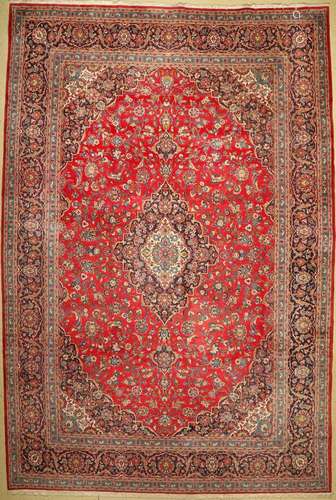 Kashan old, Persia, approx. 50 years, wool on cotton