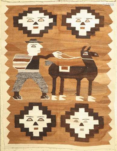 Rare Navaho kilim old, South America, around 1940, alpaca