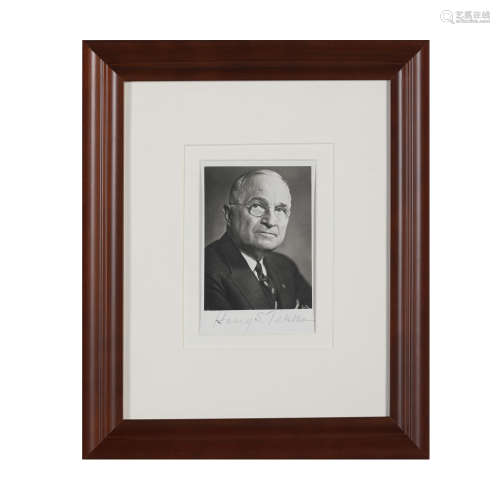“美国著名总统，杜鲁门计划制定者” 杜鲁门 亲笔签名肖像照片（JSA鉴...