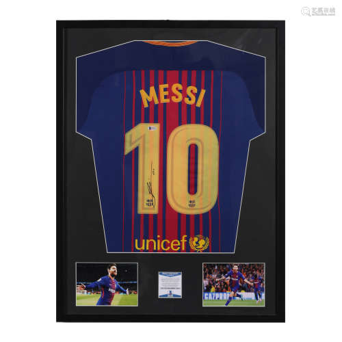 “世界足球先生” 里奥·梅西 签名Nike巴萨2016-17赛季主场球衣（BAS...
