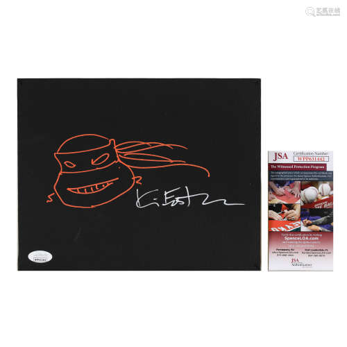 “忍者神龟之父” 凯文·伊斯特曼 亲笔涂鸦动漫形象画稿并签名画板（...