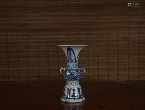 A blue and white vase