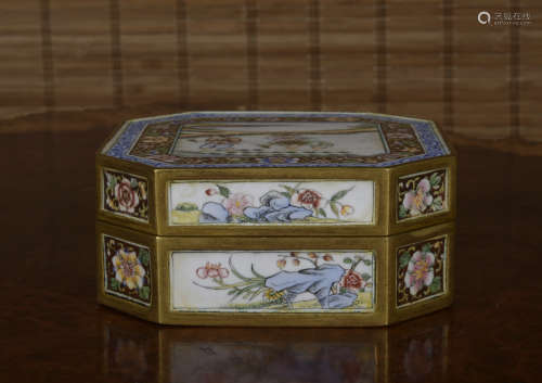 A enamel 'floral' box and cover