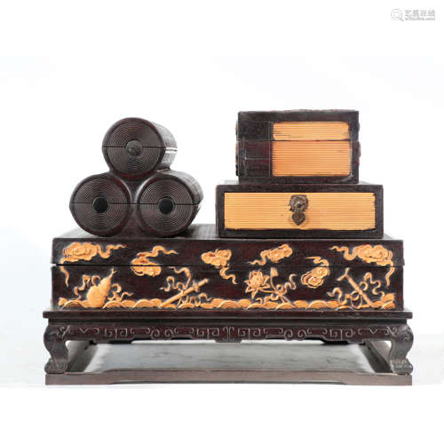 Qing Dynasty,Red Sandalood Writing Case