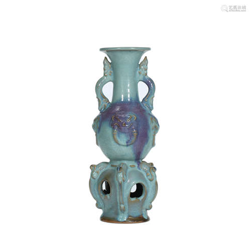 Yuan Dynasty, Jun Kiln Changed Beast Ear Bottle