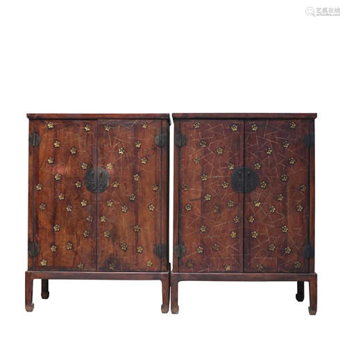 Qing Dynasty,Yellow Pear Square Corner Cabinet