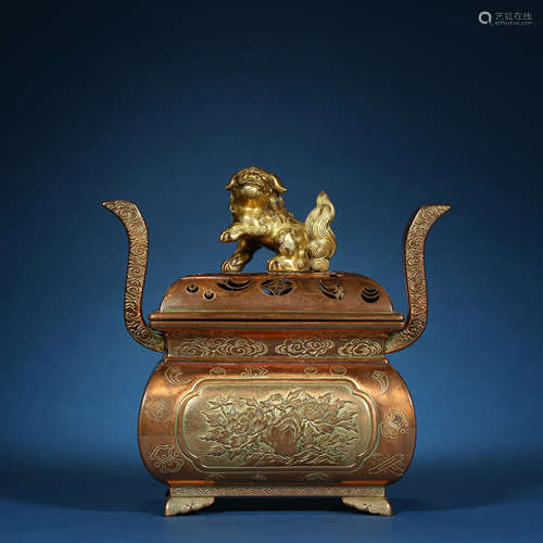 Qing Dynasty,Bronze Gilt Incense Burner