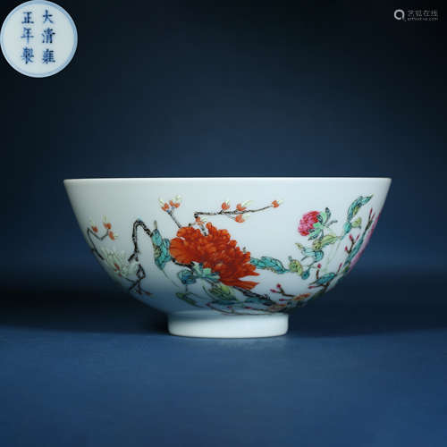 Qing Dynasty,Famille Rose Flower Pattern Bowl