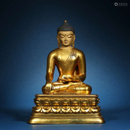 Qing Dynasty,Bronze Gilt Buddha Statue