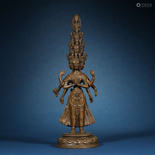 Qing Dynasty,Copper Eleven Avalokitesvara Buddhisattva Statu...