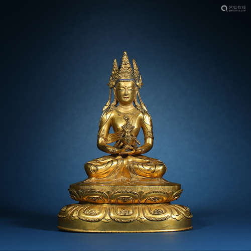 Ming Dynasty,Bronze Gilt Buddha Statue