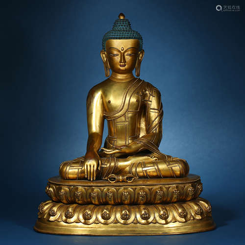 Qing Dynasty,Bronze Gilt Buddha Statute