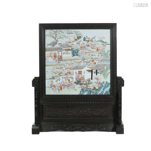 Qing Dynasty,Porcelain Plate Screen