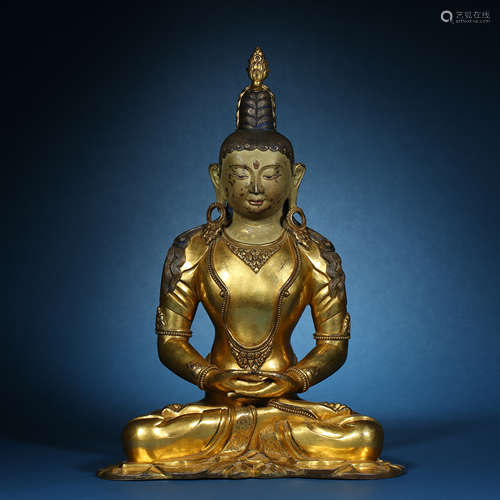 Ming Dynasty,Bronze Gilt Avalokitesvara Buddhisattva Statue