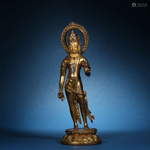 13th-14th Century, Bronze Gilt Buddha Statue