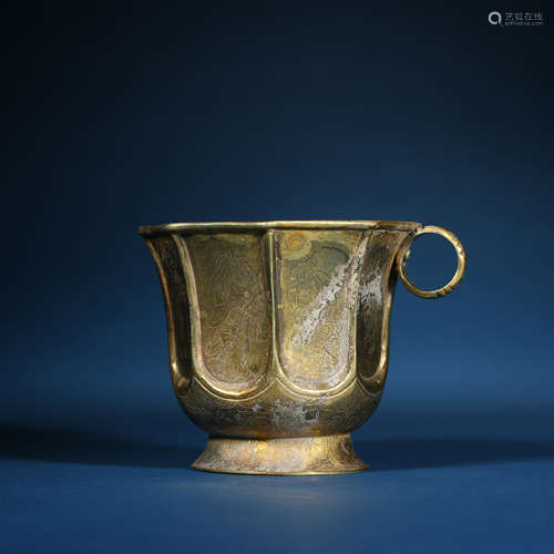 Liao Dynasty, Silver Gilt Octagonal Character Cup