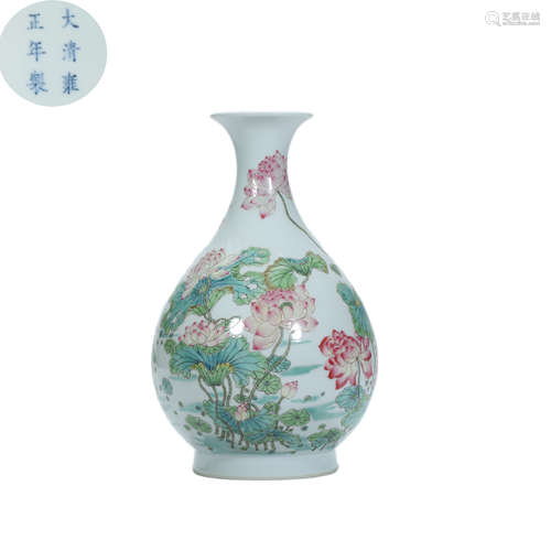 Qing Dynasty,Famille Rose Flower Pattern Jade Pot Spring Bot...