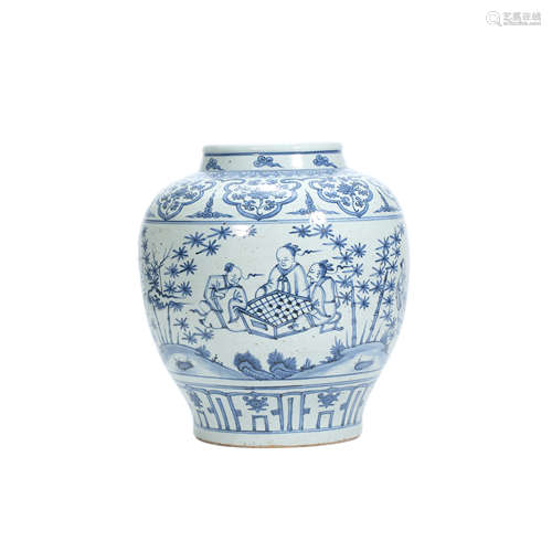 Ming Dynasty,Blue and White Character Story Jar