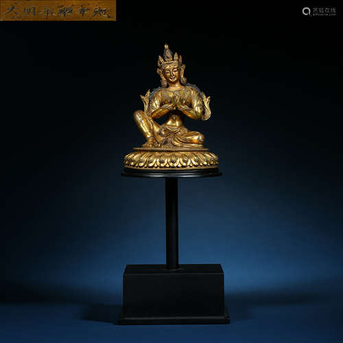 Ming Dynasty,Bronze Gilt Buddhisattva Statue