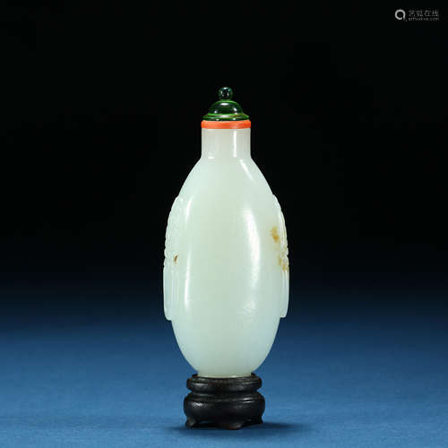 Qing Dynasty,Hetian Jade Snuff Bottle