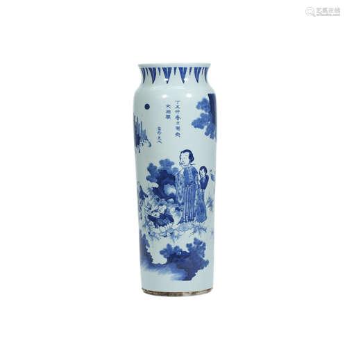 Ming Dynasty,Blue and White Character Story Bottle