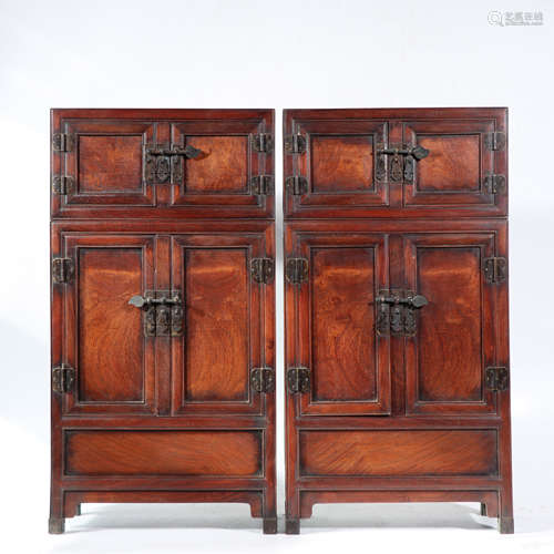 Qing Dynasty,Yellow Pear Small Top Cabinet(a pair)